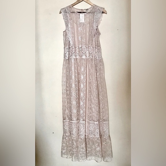 SUNDANCE Champagne Lace Faythe Maxi Dress - Picture 5 of 14